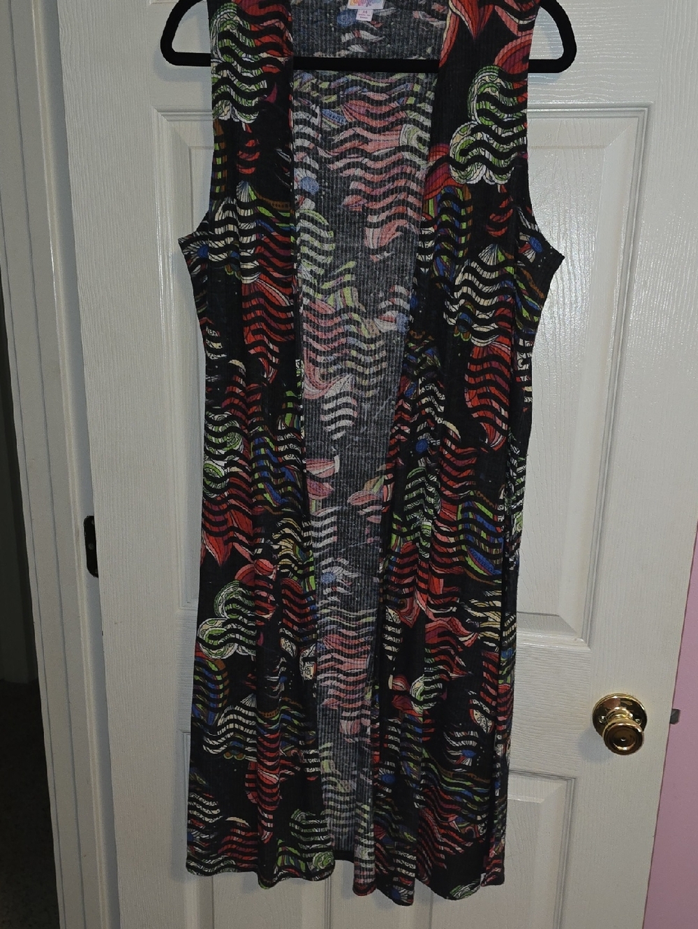 Black Multicolor Long Sleeve-Look Sleeveless Dress